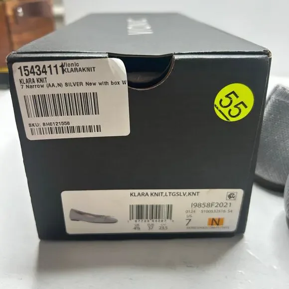 Vionic Klara Knit Square Toe Flats Silver Women's 7 Narrow Comfort Arch Support - Picture 10 of 11